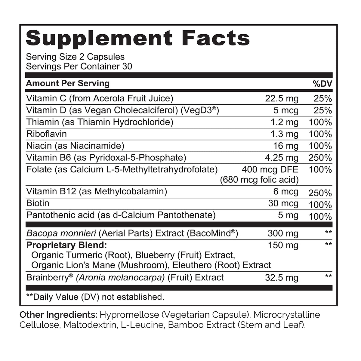 NATURELO Whole Food Brain Supplement for Focus Support - 60 Capsules - image 3