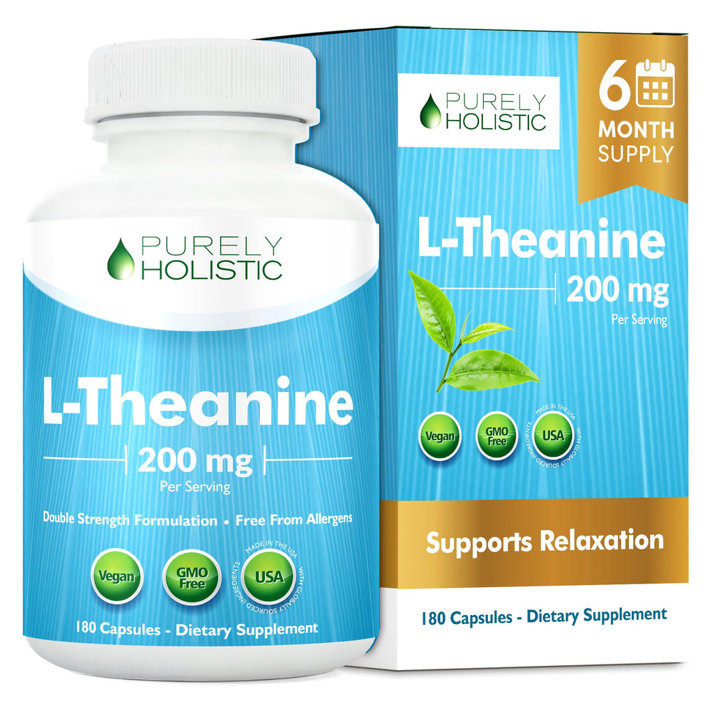 Purely Holistic L-Theanine 200mg Relaxation & Focus Support - 180 Capsules