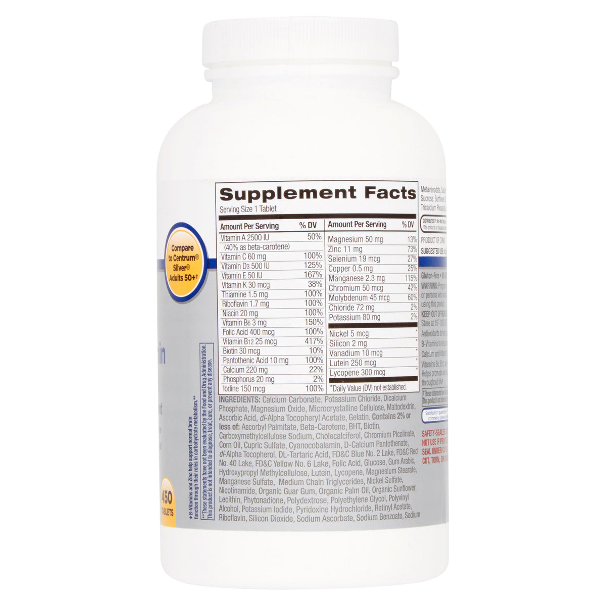 iPoplor Equate Adults 50+ Complete Multivitamin/Multimineral - 450 Tablets - image 5