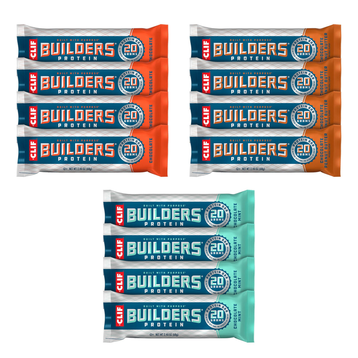 CLIF Builder's Plant Based Protein Bars Variety Pack - 12 Count
