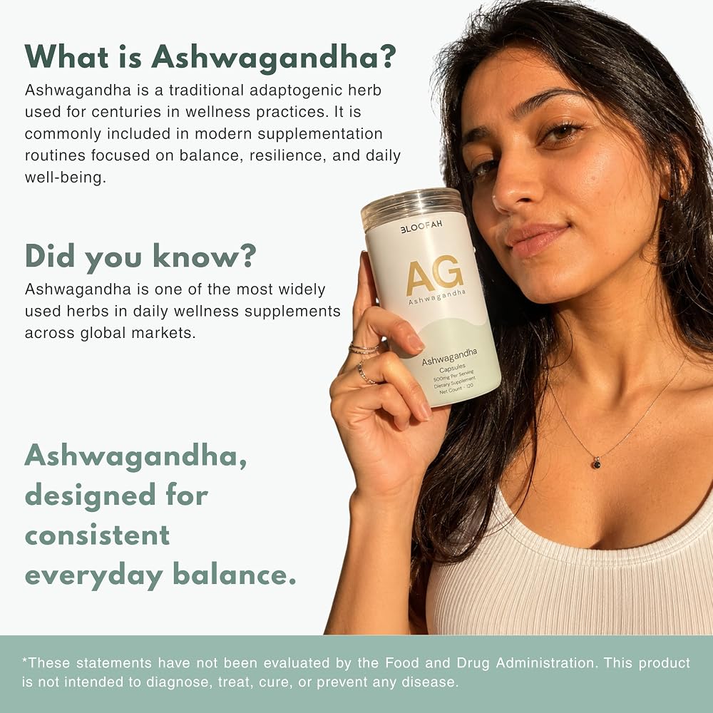 Bloofah Ashwagandha 500mg Capsules for Daily Calm - 120 Count - image 3