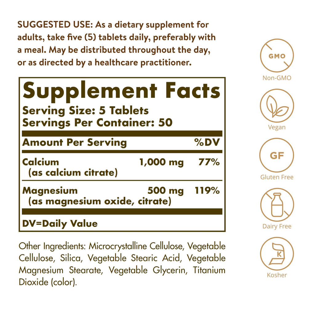 Solgar Calcium Magnesium Citrate - 250 Tablets - image 2
