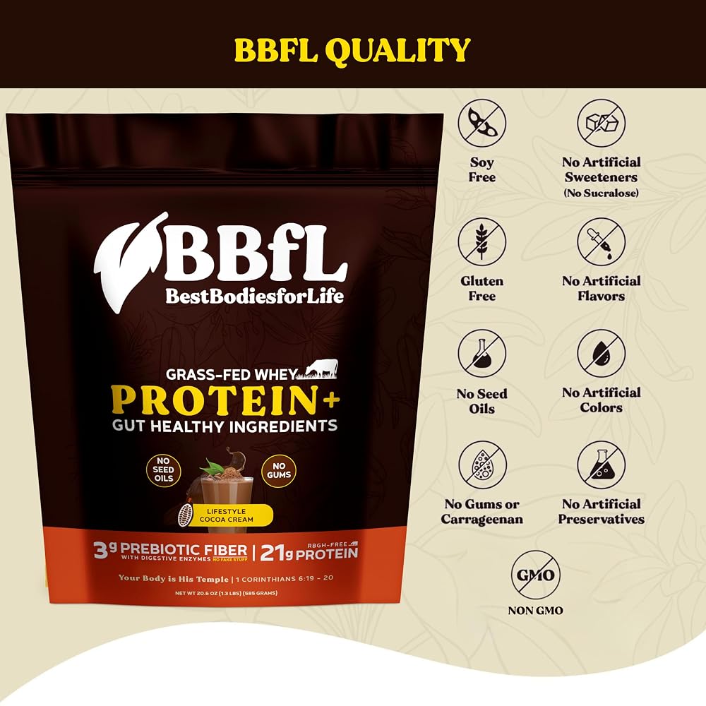 BBfL Grass-Fed Whey Protein Shake Cocoa Cream - 15 Servings - image 4
