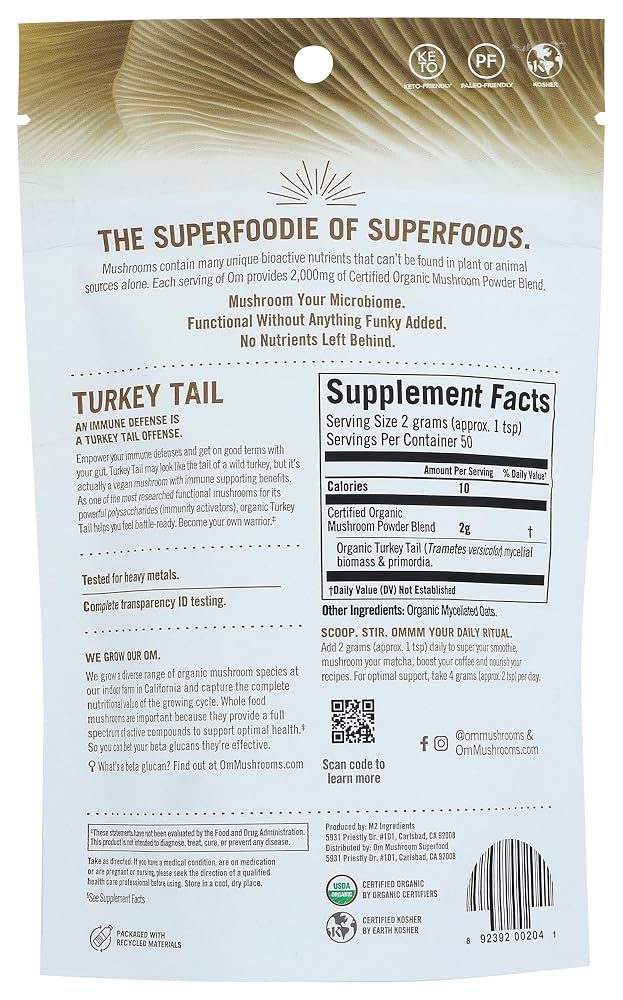 OM Mushroom Superfood Organic Turkey Tail Powder - 100g - image 2