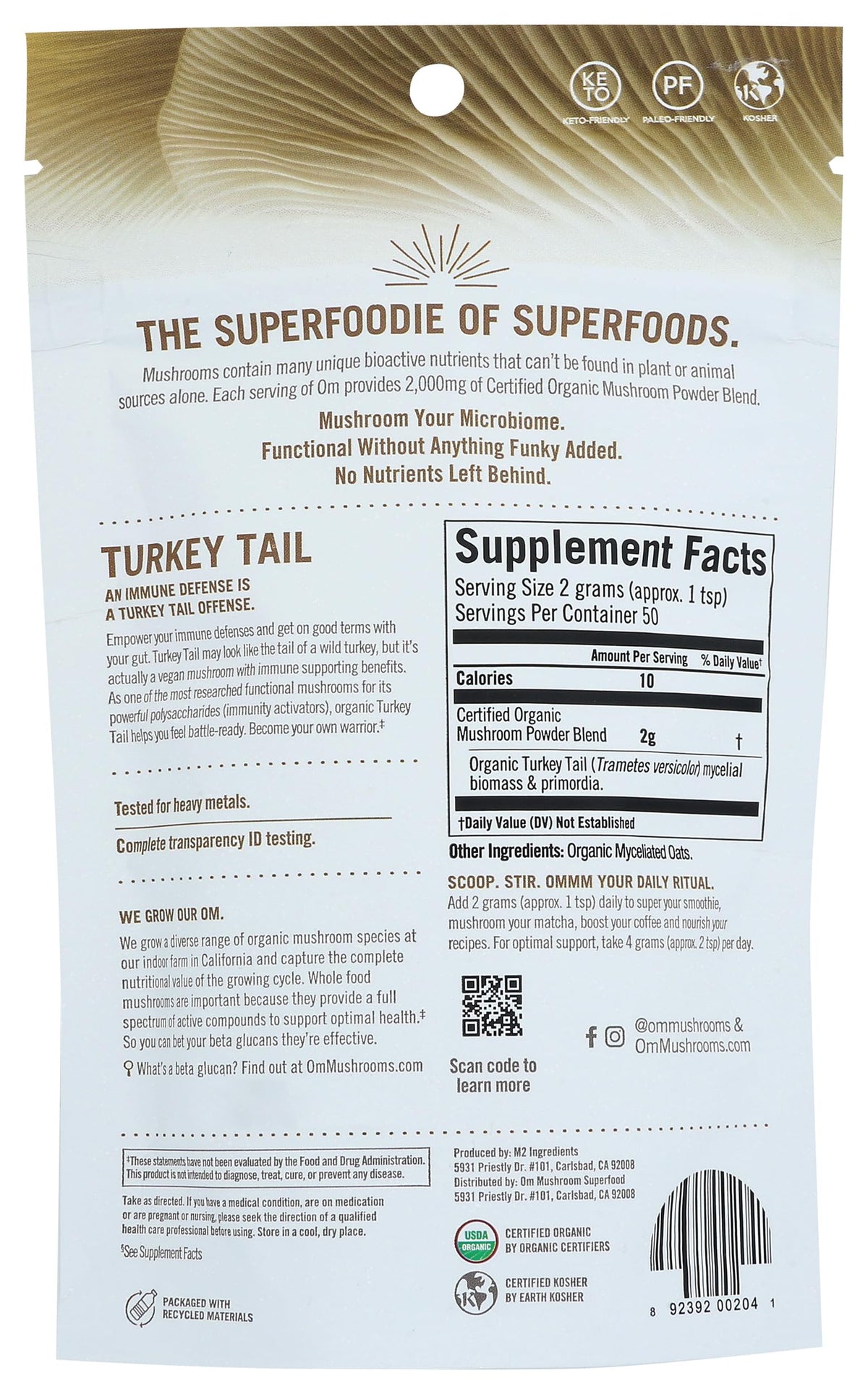 OM Mushroom Superfood Organic Turkey Tail Powder - 100g - image 2