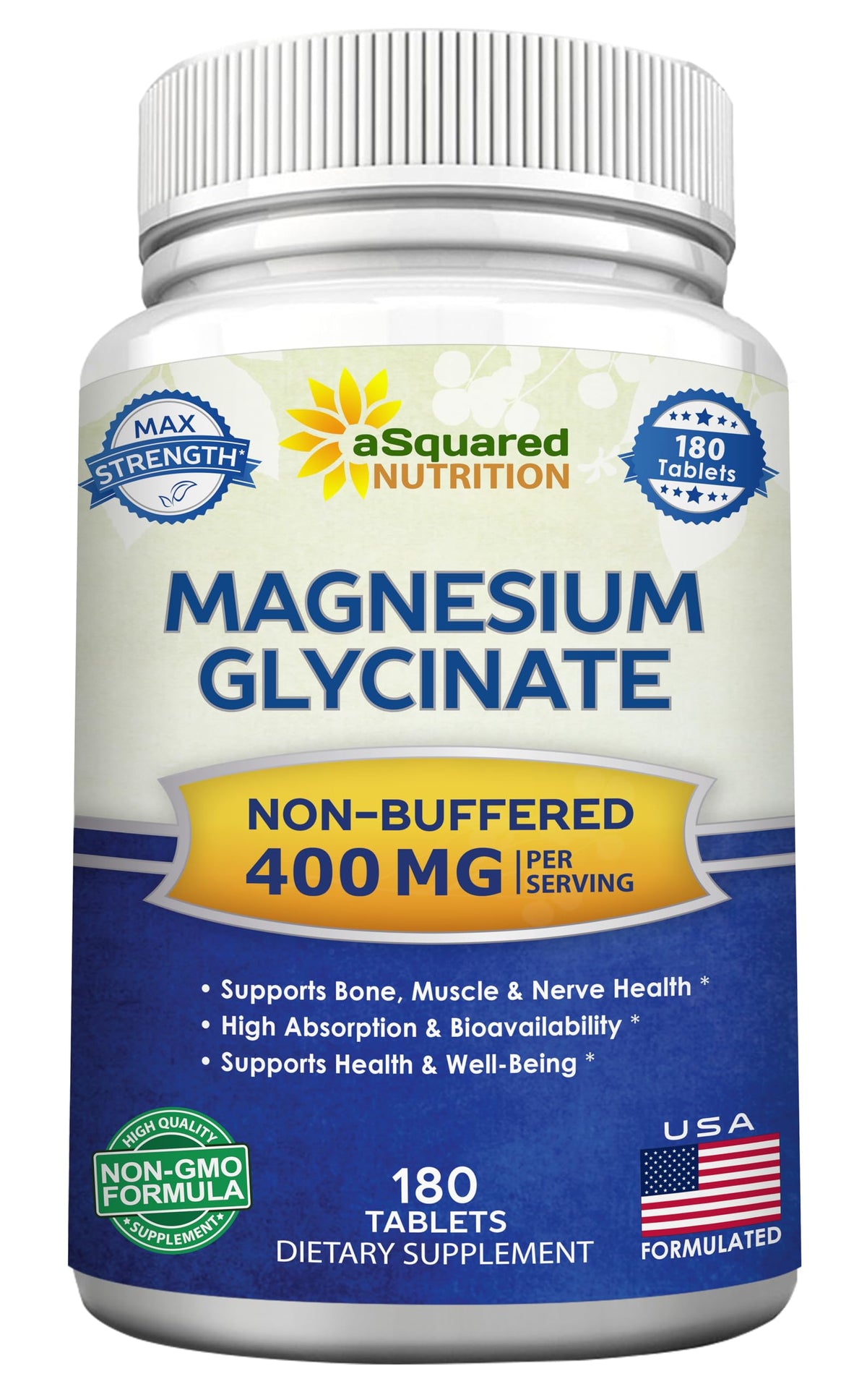 aSquared Nutrition Magnesium Glycinate 400mg - 180 Tablets