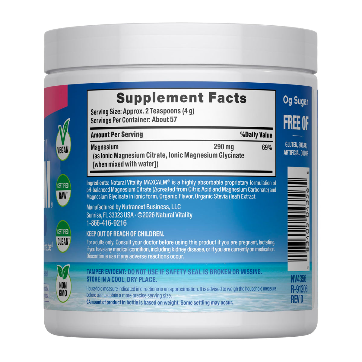 Natural Vitality Calm Magnesium Powder Watermelon - 8 oz - image 2