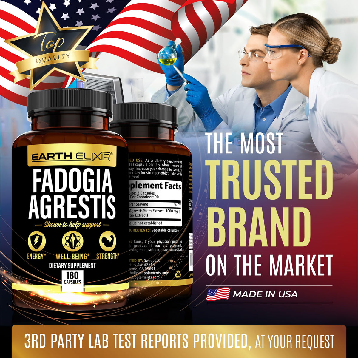Earth Elixir Fadogia Agrestis 900mg - 180 Vegetarian Capsules - image 5
