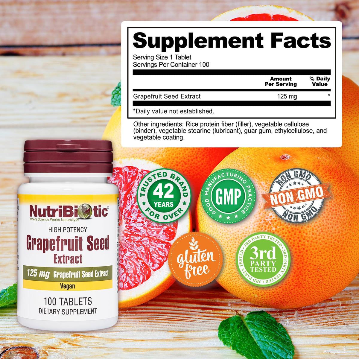 NutriBiotic Grapefruit Seed Extract 125mg Tablets - 100 Count - image 3