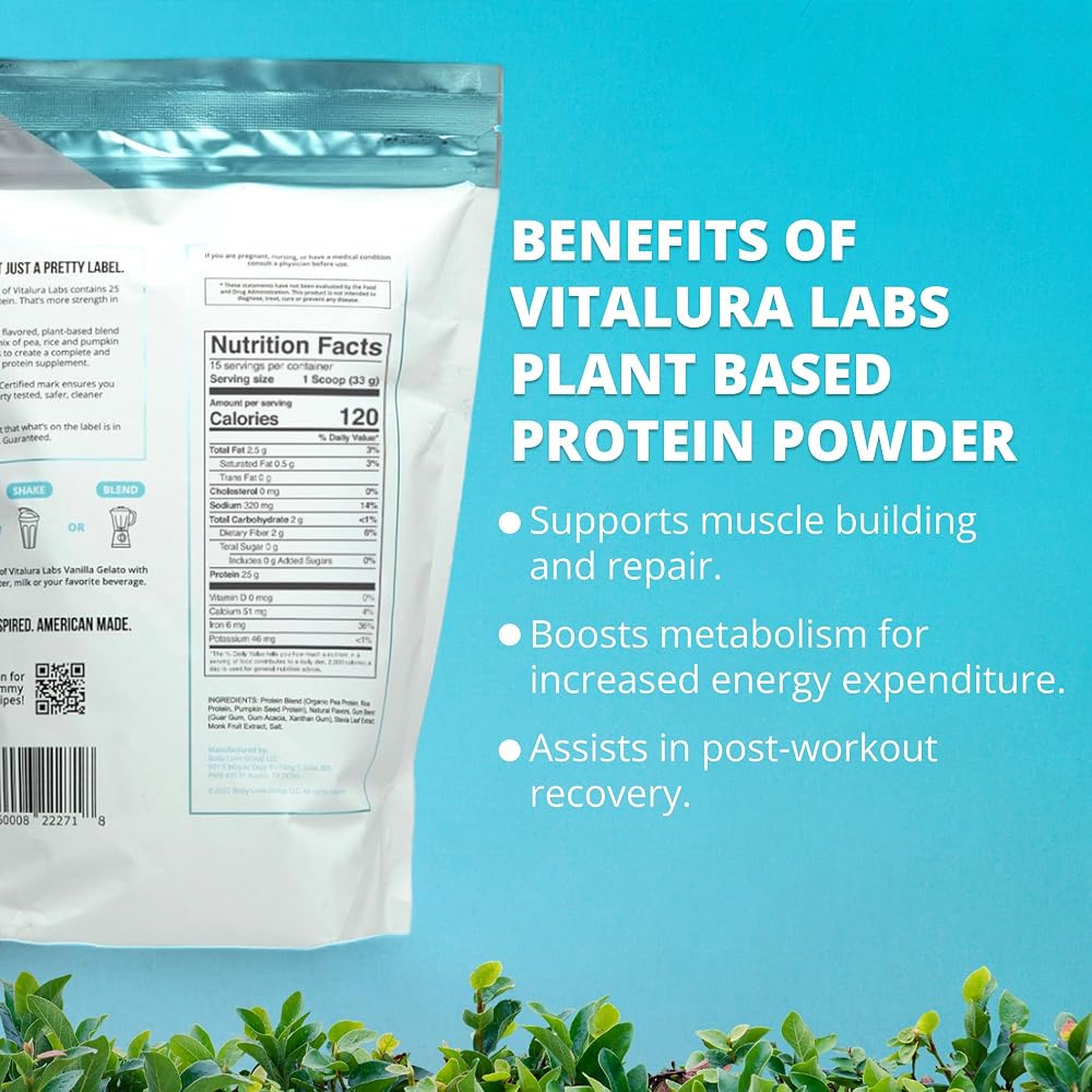 Vitalura Labs Plant-Based Protein Powder Vanilla Gelato - 30 Servings - image 6