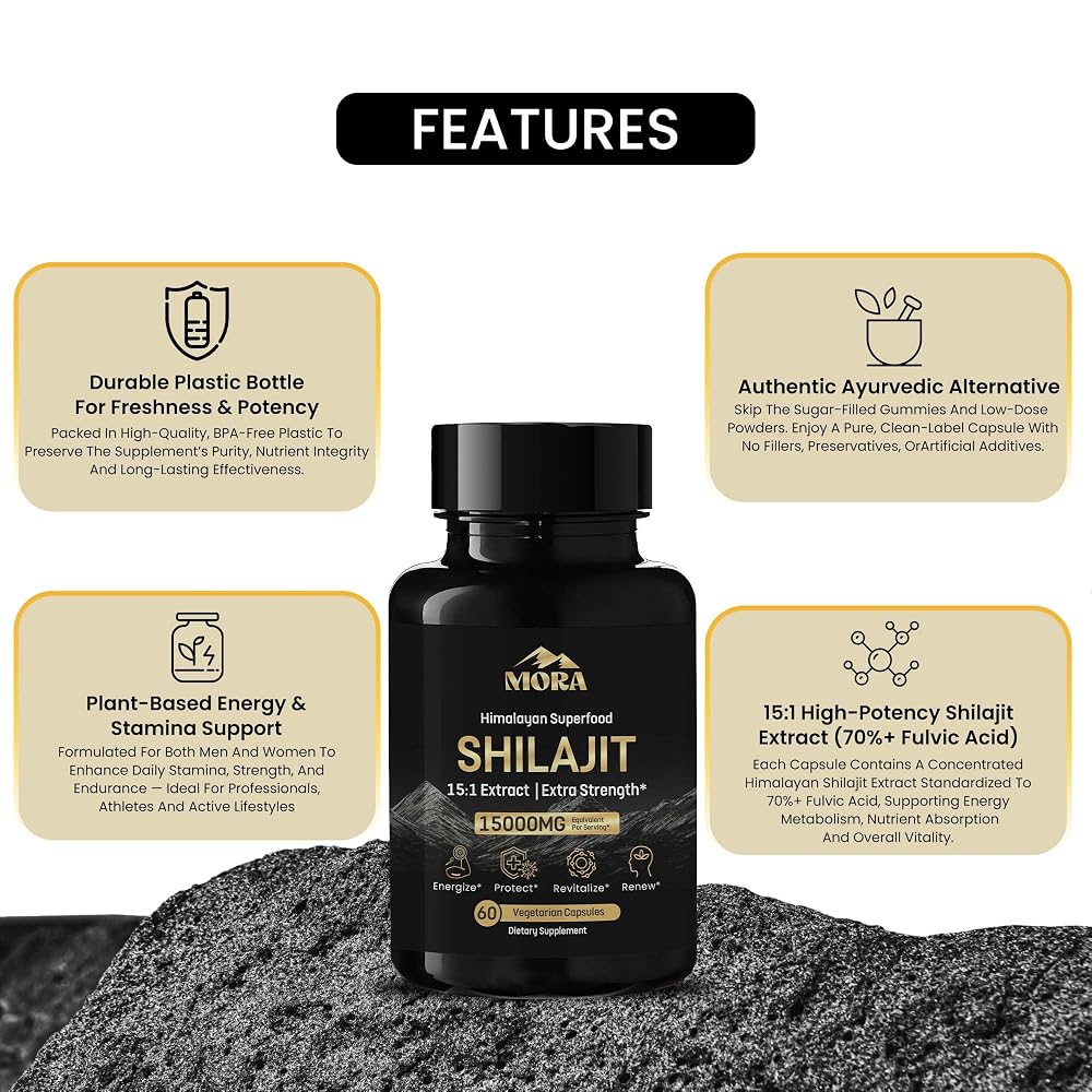 WellBeingMora Pure Himalayan Shilajit Capsules Energy Support - 60 Capsules - image 4