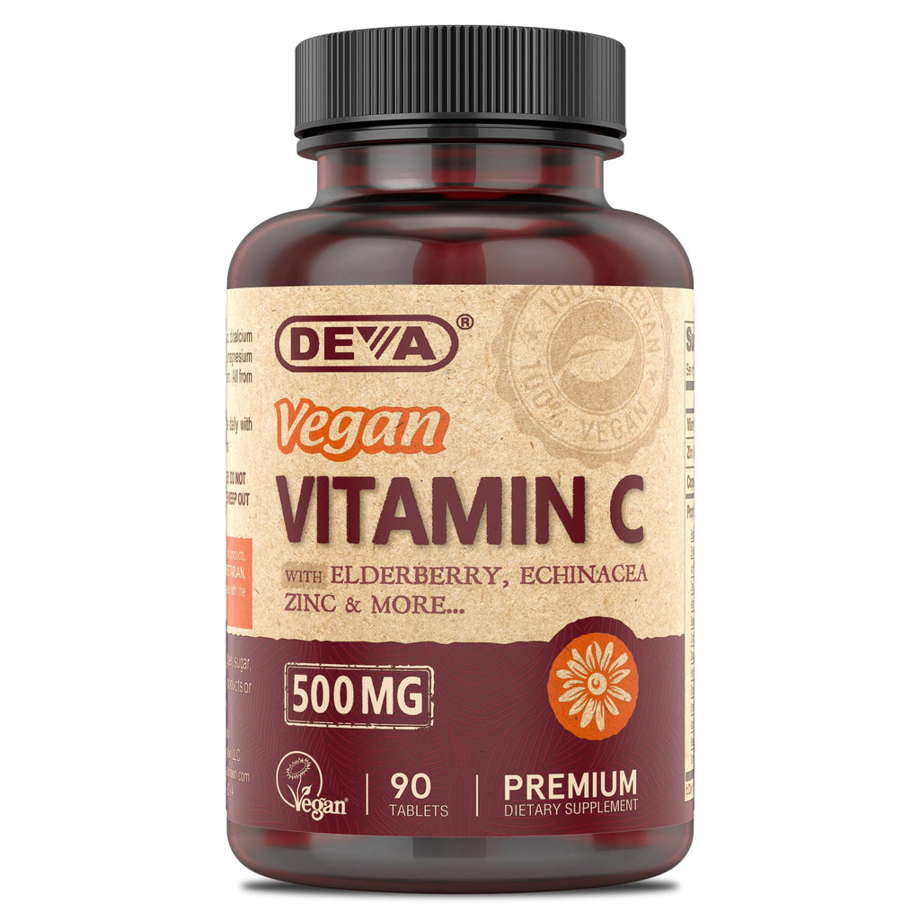 DEVA Vegan Vitamin C 500 MG with Elderberry & Zinc - 90 Tablets
