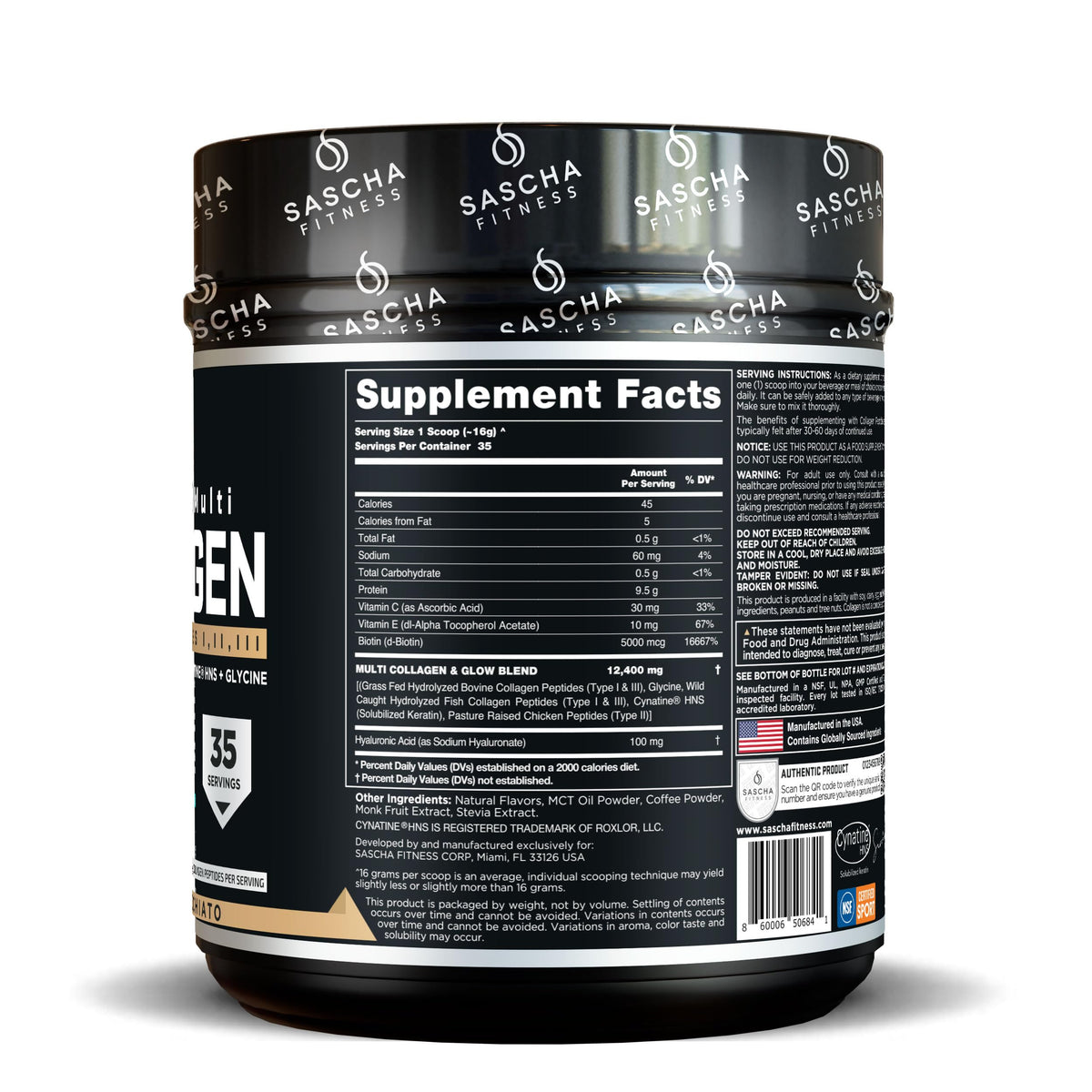 SASCHA FITNESS Hydrolyzed Multi Collagen Peptides Tipes 1,2 & 3