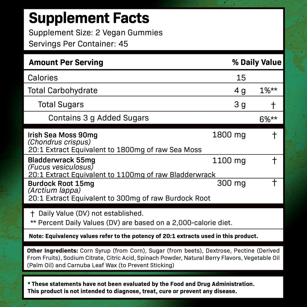 WELLNESS LABSRX Irish Sea Moss Gummies 3200mg - 90 Count - image 4