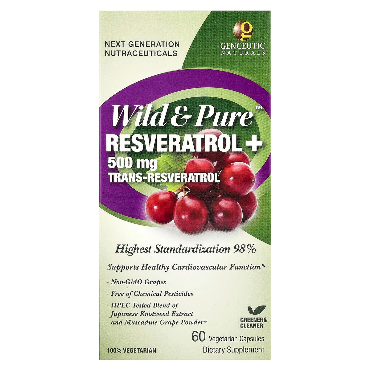 Genceutic Naturals Wild & Pure Resveratrol - 60 Vegetarian Capsules