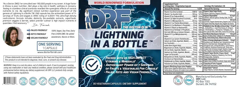 Doctor Farrah Lightning in a Bottle Multivitamin - 50 Capsules - image 2