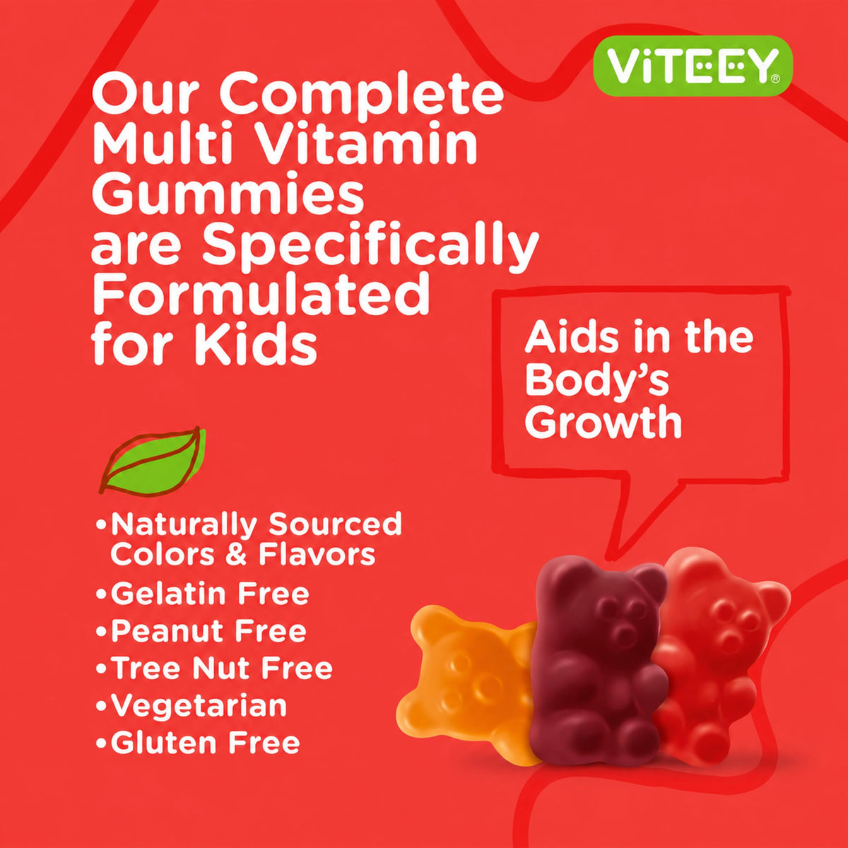 Viteey Kids Complete Multi Vitamin Gummy with Zinc Plus B Vitamins