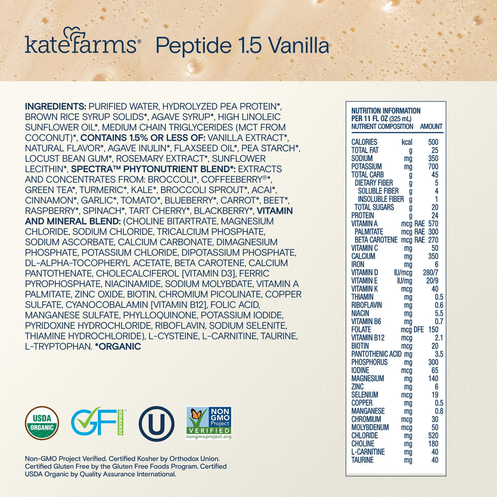 Kate Farms Adult Peptide 1.5 Formula Vanilla - 12 Pack - image 9
