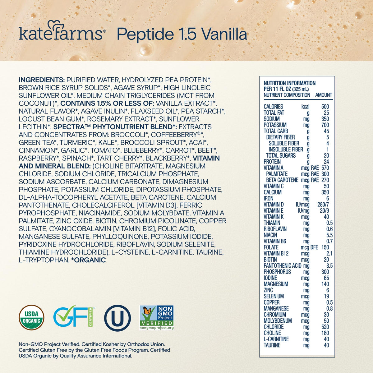 Kate Farms Adult Peptide 1.5 Formula Vanilla - 12 Pack - image 9