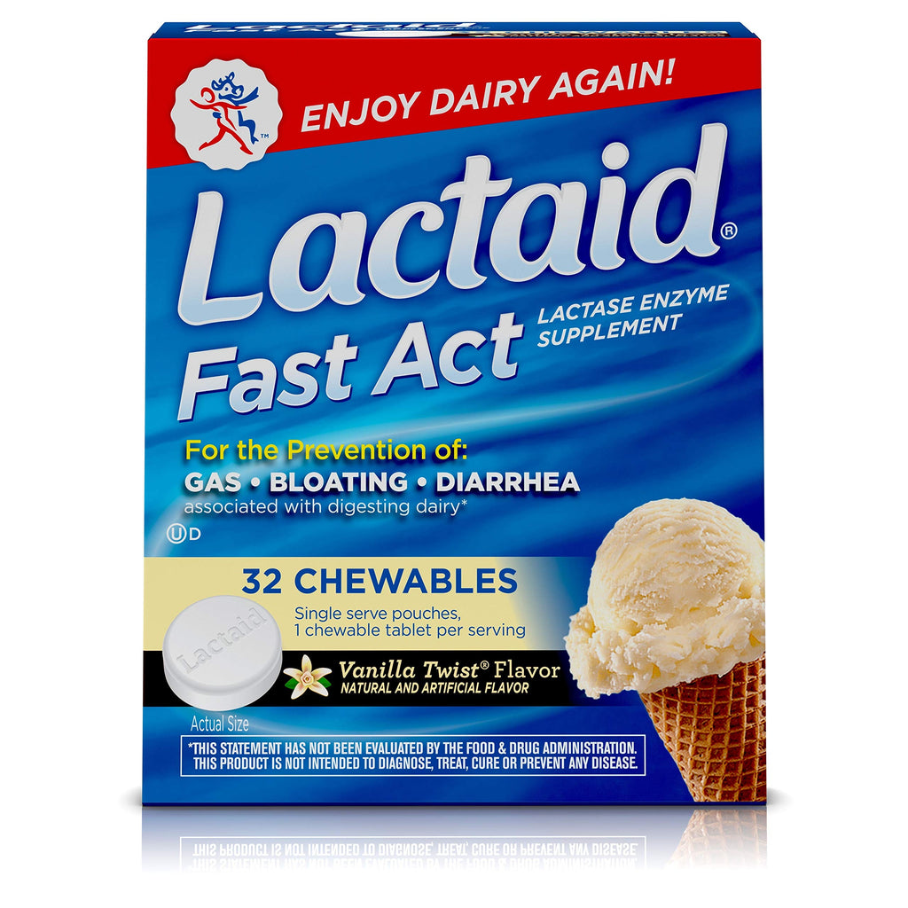 Lactaid Fast Act Lactose Intolerance Chewables Vanilla Twist - 32 Packs