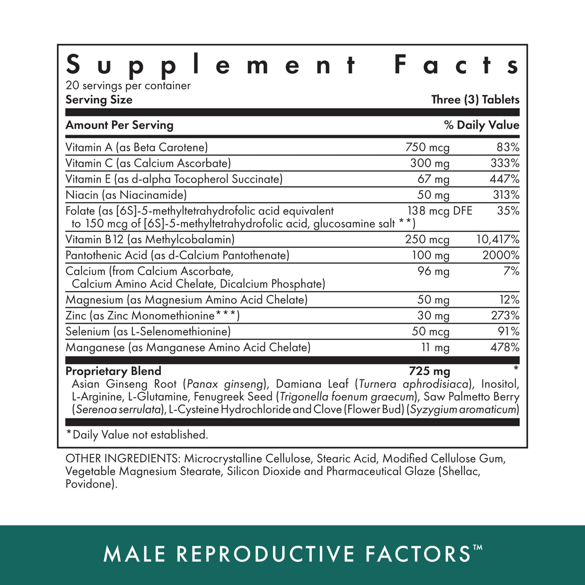 Michael's Male Reproductive Factors - 60 Tablets - image 2