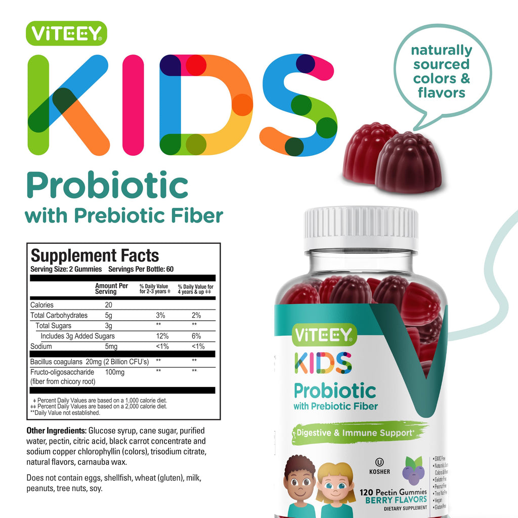 Viteey Probiotics Plus Prebiotics Fiber Gummies