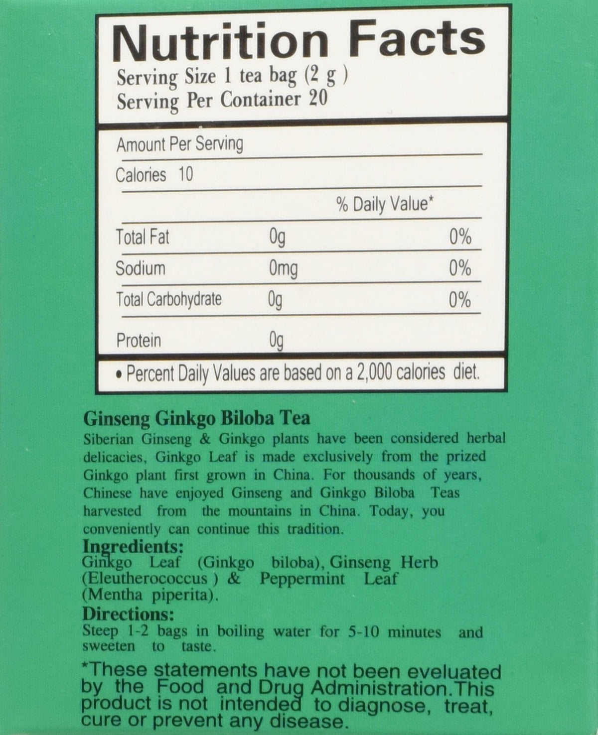Royal King Ginseng Ginkgo Biloba Tea - 20 Bags - image 2