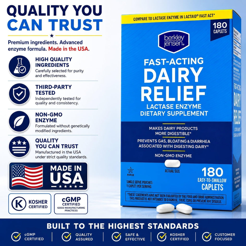 Berkley Jensen Maximum Strength Lactase Enzyme 9000 FCC - 180 Tablets - image 3