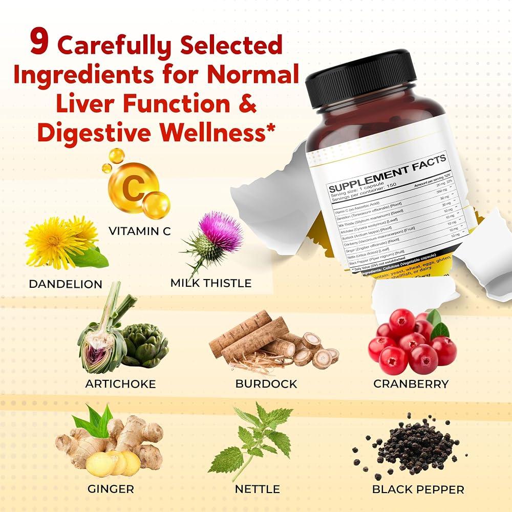 PeakPury Dandelion 9-in-1 Formula with Milk Thistle & Vitamin C - 150 Capsules - image 5