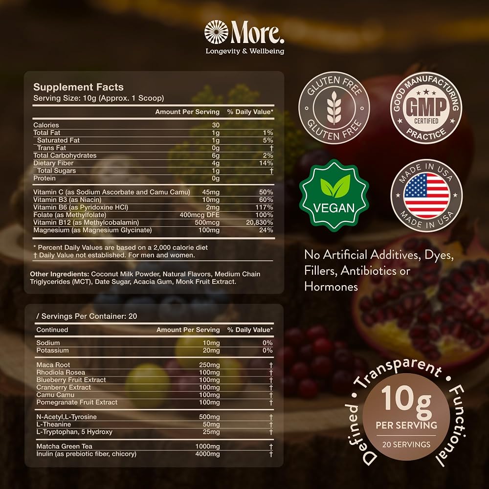 More. Vitality Blend Adaptogen Matcha Latte Powder - 7.1 oz - image 3