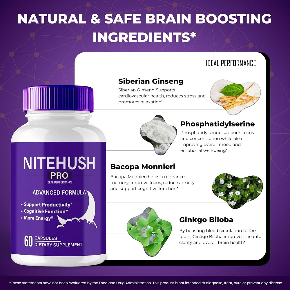 IDEAL PERFORMANCE Nite Hush Pro Brain Supplements Memory & Focus - 300 Capsules - image 6