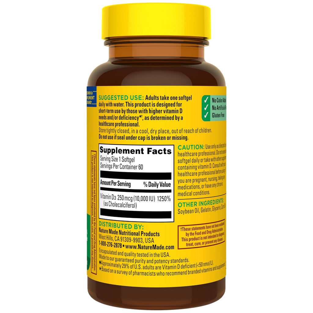 Nature Made Vitamin D3 10000 IU Maximum Strength - 60 Softgels - image 8