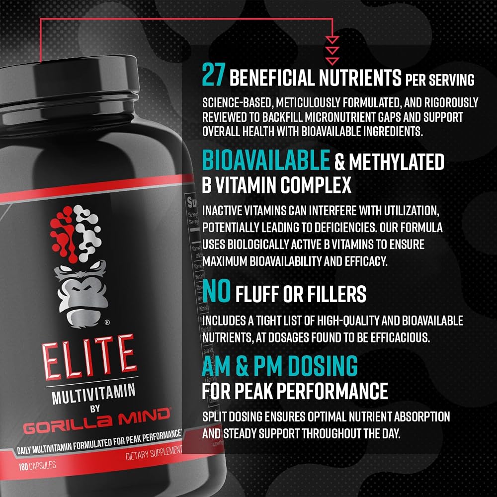 Gorilla Mind Elite Daily Multi-Vitamin - 180 Capsules - image 3