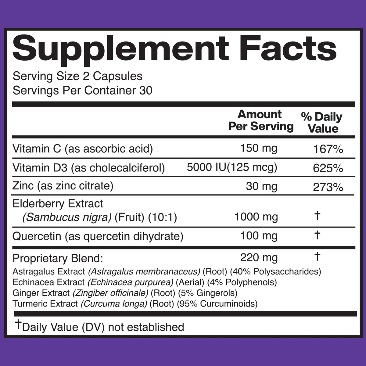 American Standard Supplements Elderberry Extract with Quercetin - 60 Capsules - image 2