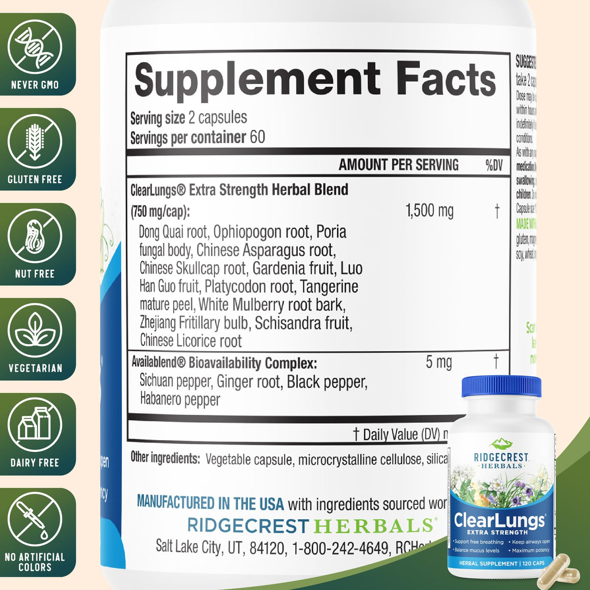 RidgeCrest Herbals ClearLungs Extra Strength