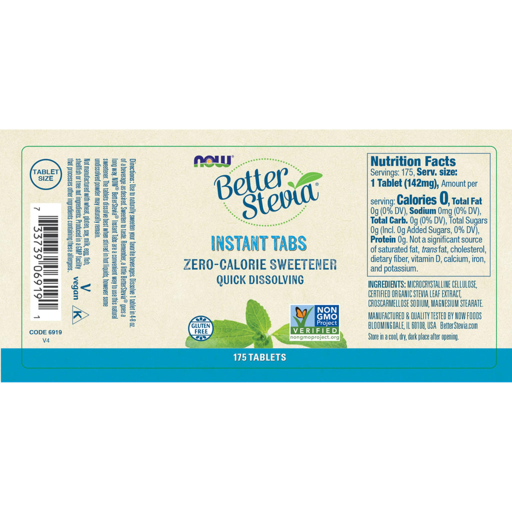 NOW BetterStevia Instant Tabs Zero Calorie Sweetener - 175 Tablets - image 2