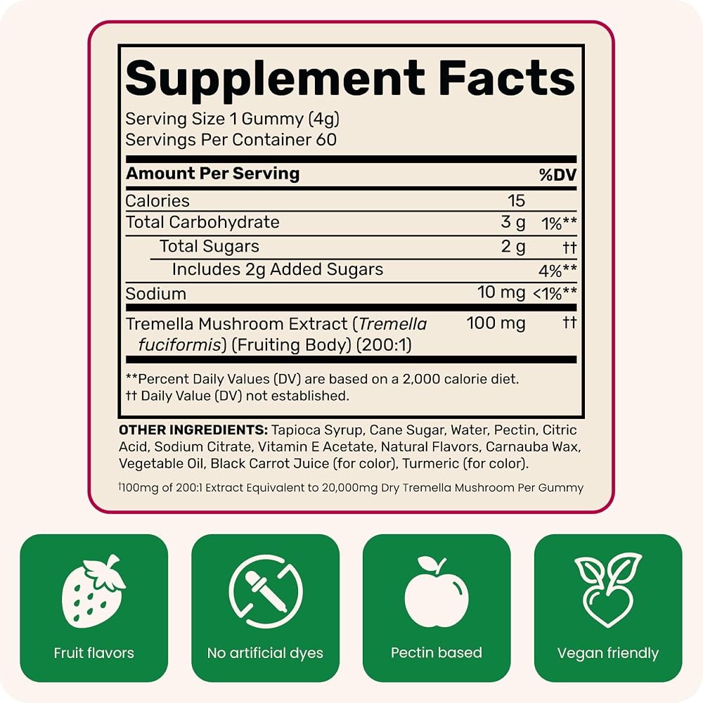 Fungies Tremella Extract Gummies Beauty Supplement - 60 Count - image 3