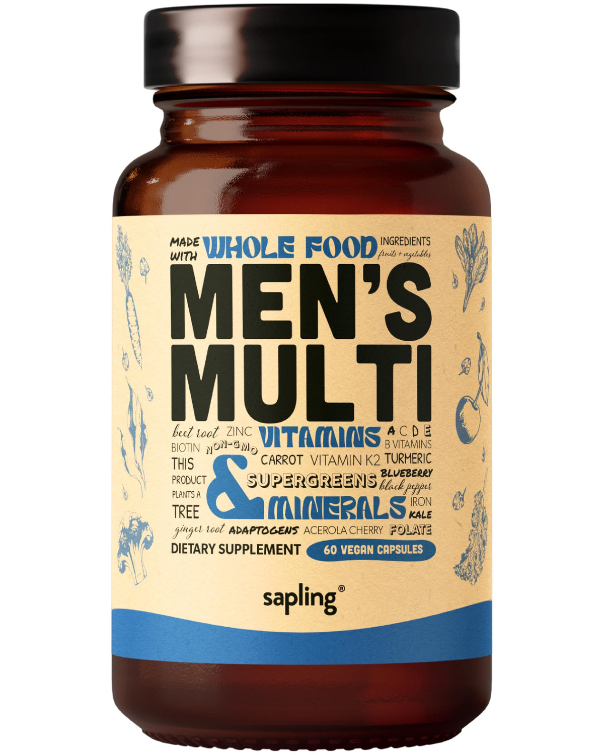 Sapling Multivitamin for Men with Methylated B Complex - 60 Capsules