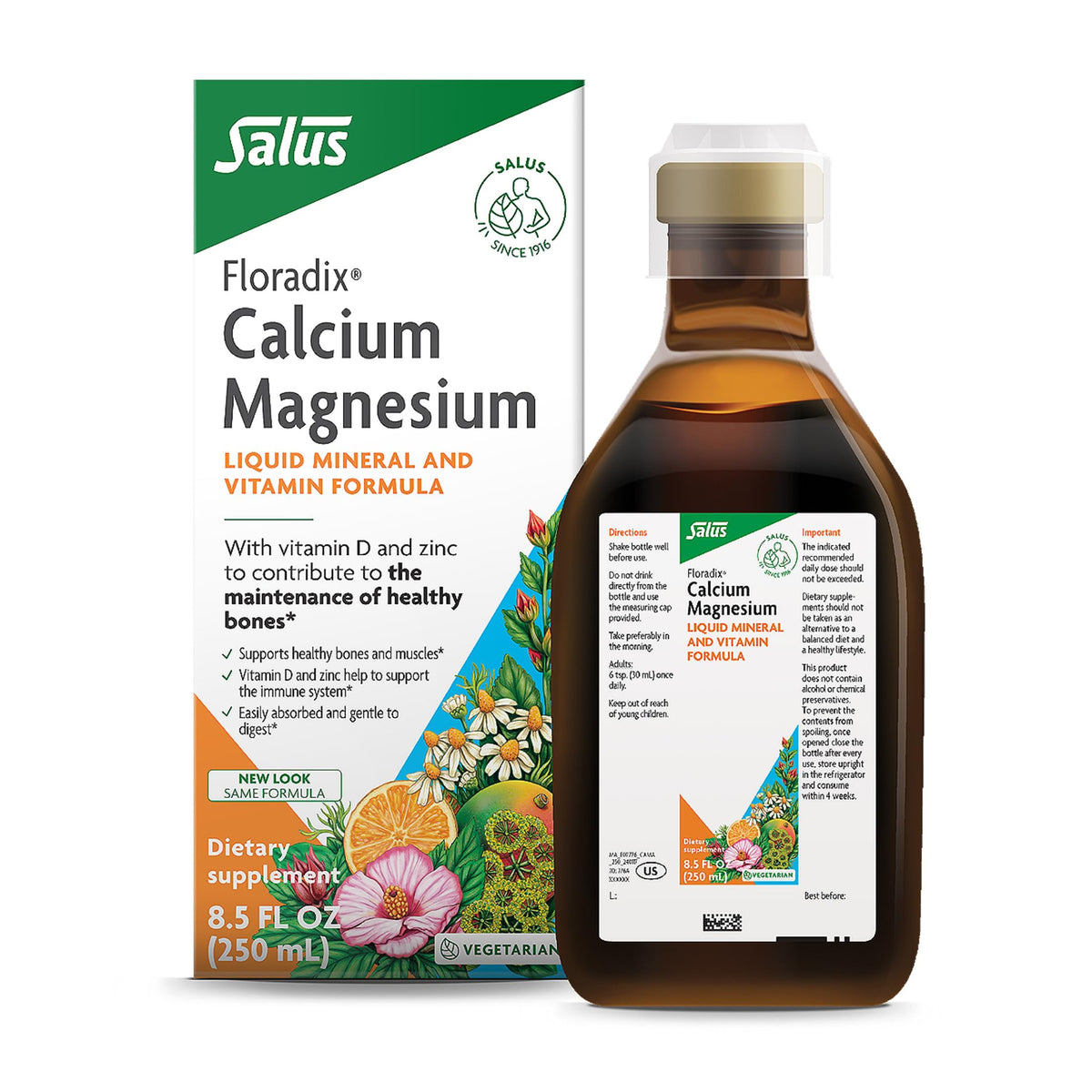 Floradix Calcium Magnesium Liquid Formula, Vegetarian, Non-GMO
