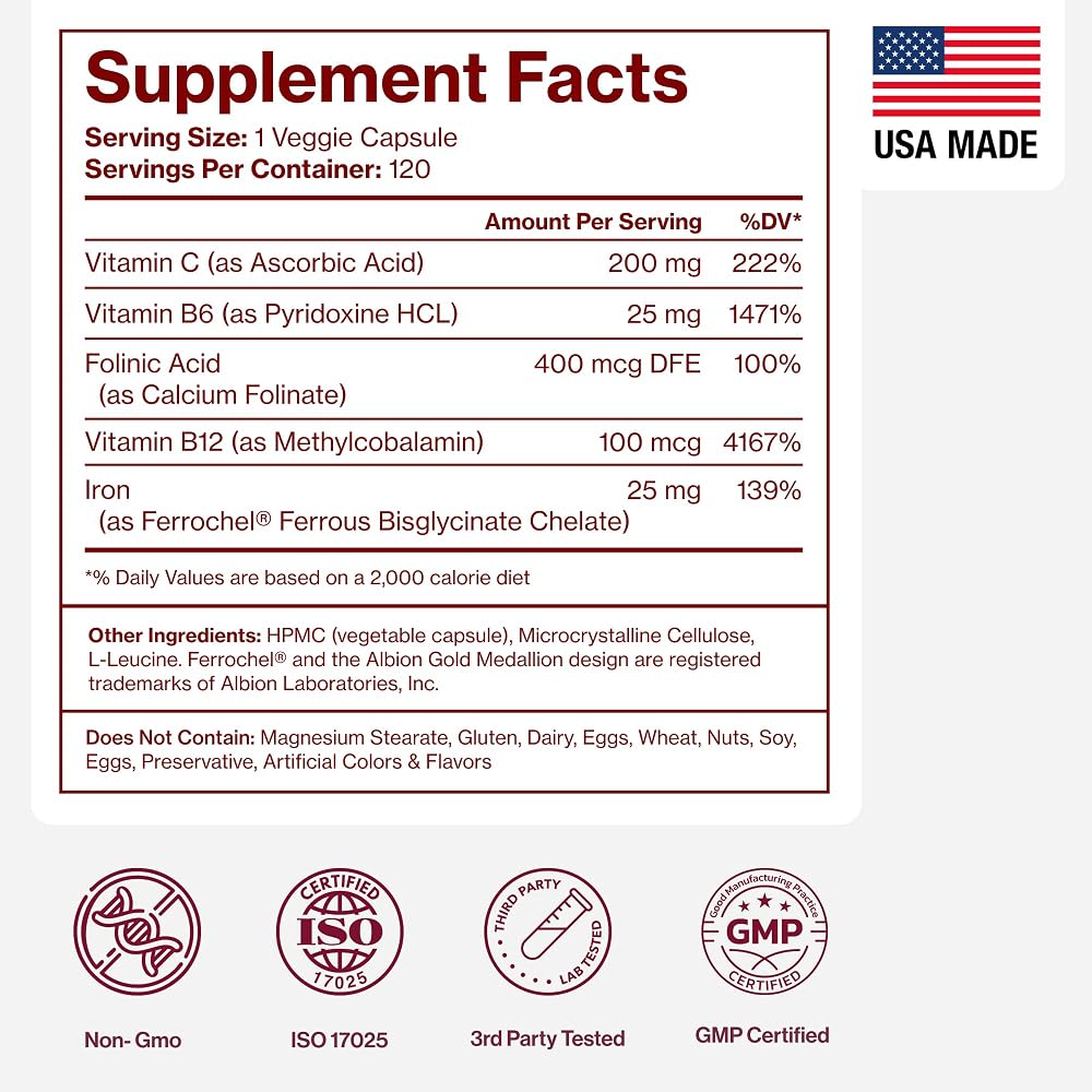 Pure Micronutrients Iron Bisglycinate 25mg for Women - 120 Capsules - image 8