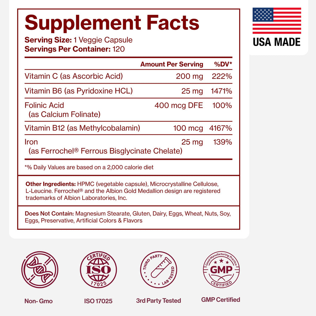 Pure Micronutrients Iron Bisglycinate 25mg for Women - 120 Capsules - image 8