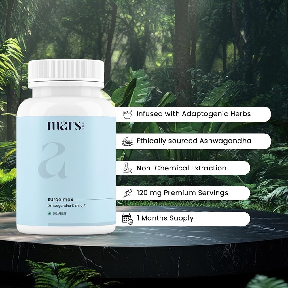 Mars Surgemax Natural Capsules with Shilajit & Safed Musli - 180 Capsules - image 2