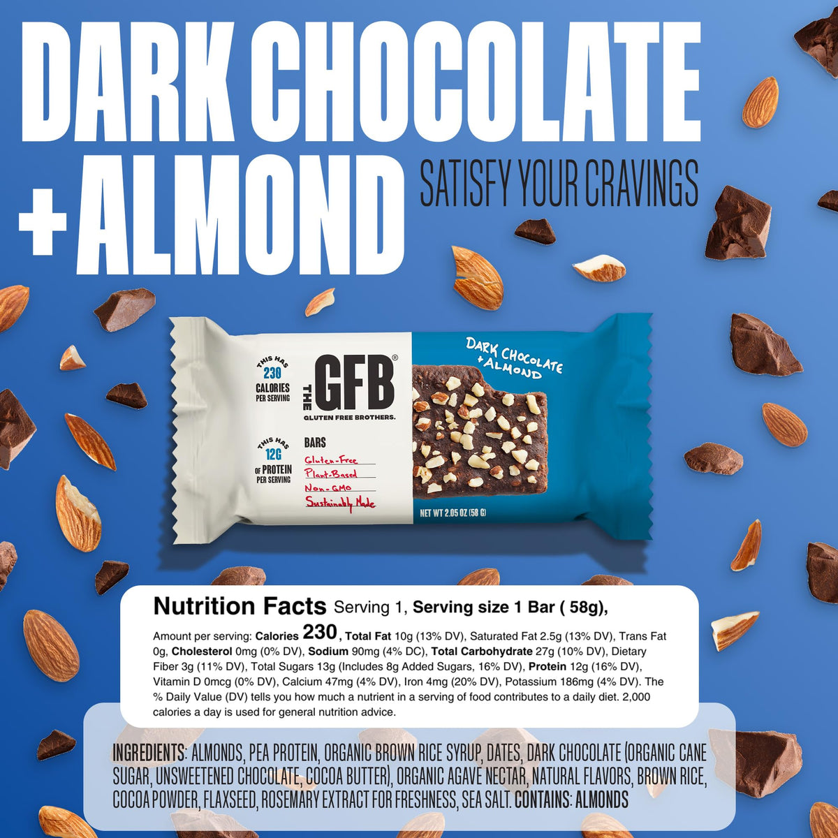 The GFB Dark Chocolate Almond Protein Bar - 12 Pack - image 3