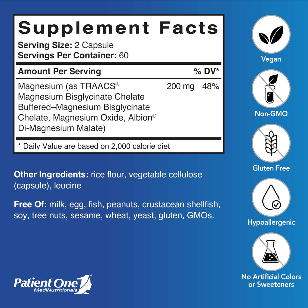 Patient One Magnesium Bisglycinate Complex 200 mg - 120 Capsules - image 2