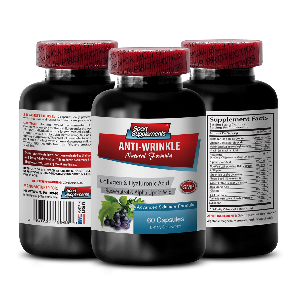 Sport Supplement Resveratrol 2000 Anti-Wrinkle Capsules - 60 Capsules