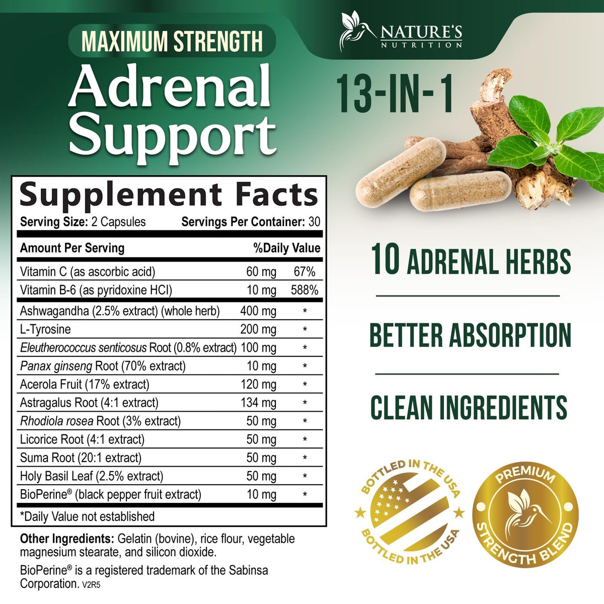 Nature's Nutrition Adrenal Support Supplement - Advanced Cortex