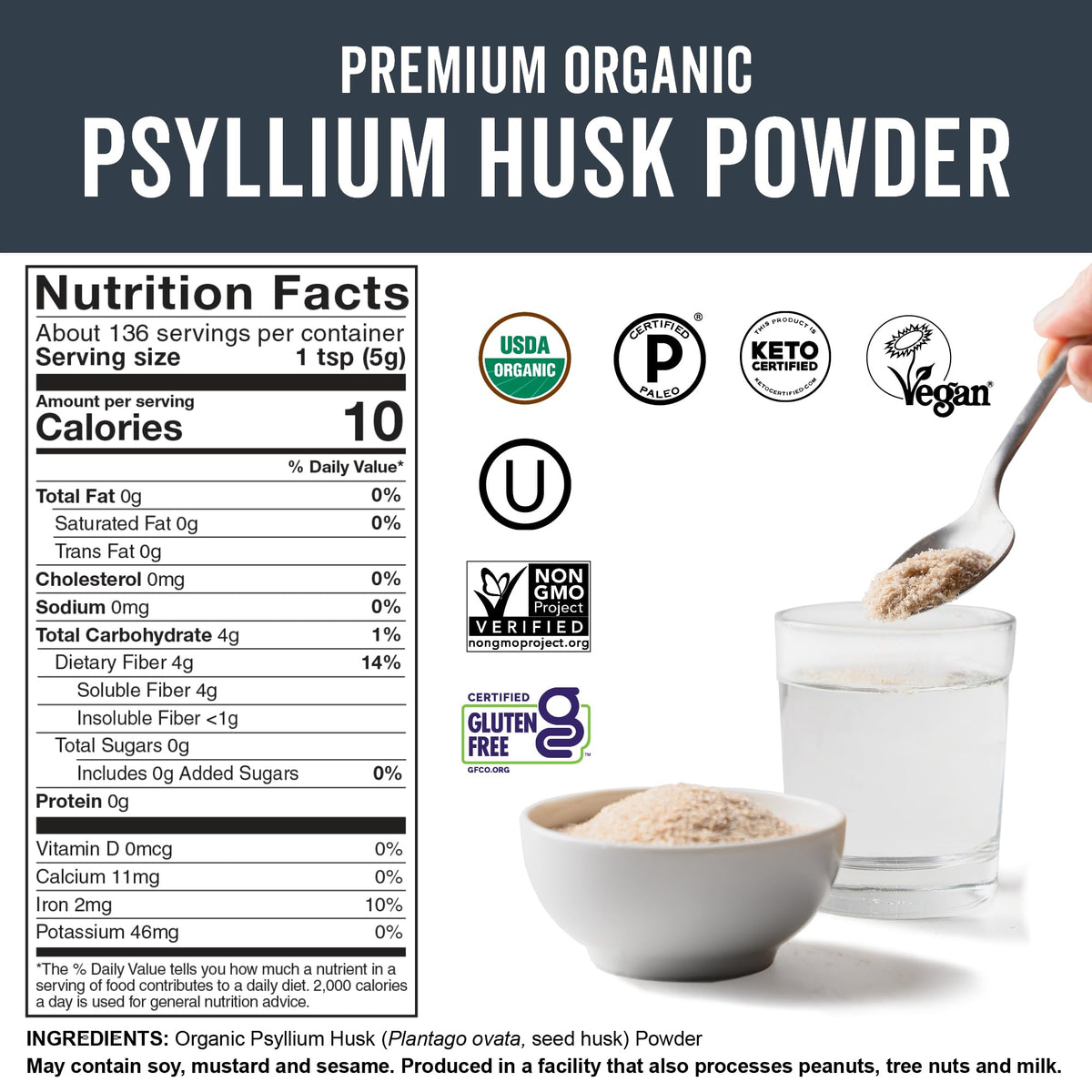 Viva Naturals Organic Psyllium Husk Powder - 24 oz - image 7