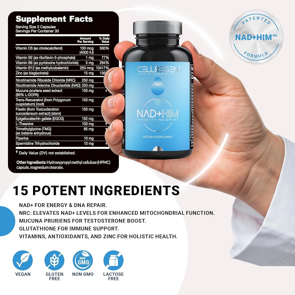 Cellregen NAD HIM NAD Supplement Nicotinamide Riboside - 90 Capsules - image 2