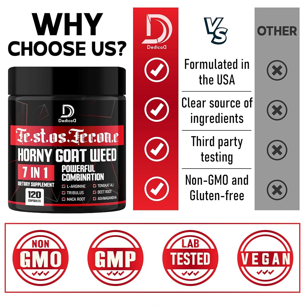 DEDICAD 7-in-1 Ultra Test Support with Tribulus & Maca - 120 Capsules - image 4