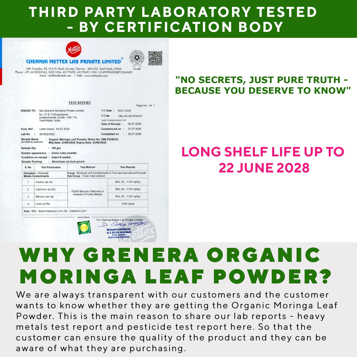 Grenera Organic Moringa Powder - 2.2 lbs (1 kg) - image 4